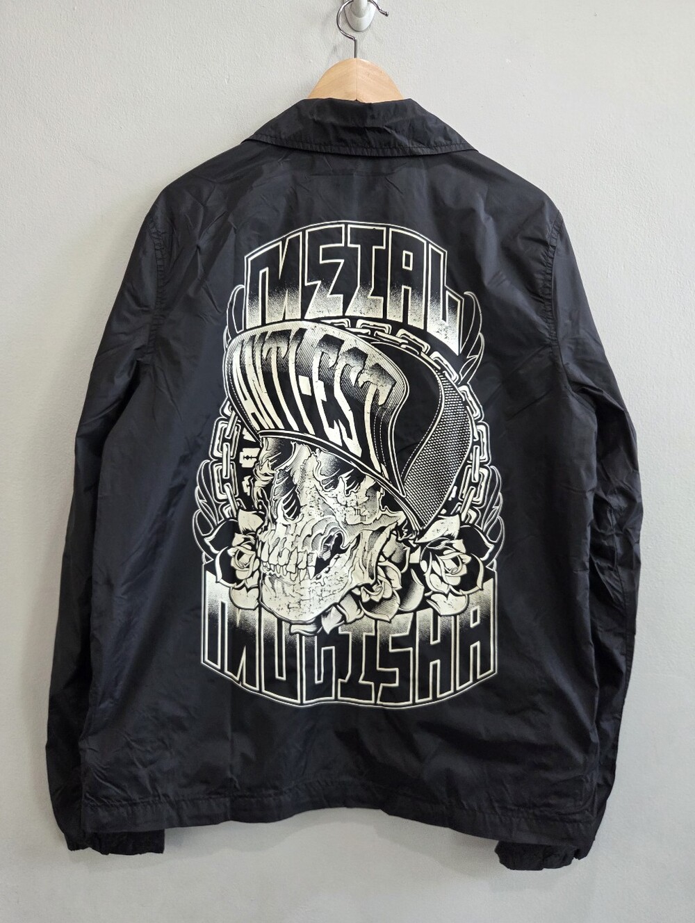 Metal Mulisha Black Skull Graphic Windbreaker Jacket Biker Skate Men's Medium